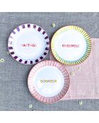 Set van 6 Relax Sun dessertborden van veelkleurig porselein - D.20 cm