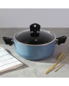 Set van 2 blauwe potten met deksel + wok