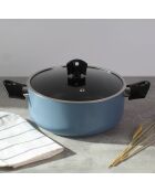 Set van 2 blauwe potten met deksel + wok