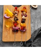 Set de 4 brochetas plateadas para barbacoa H.36cm