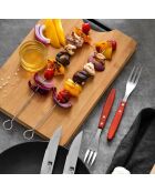 Set de 4 brochetas plateadas para barbacoa H.36cm