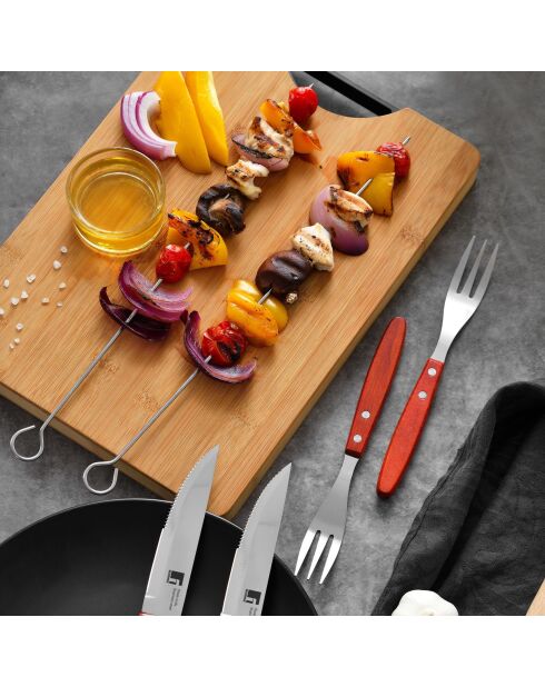 Set de 4 brochetas plateadas para barbacoa H.36cm