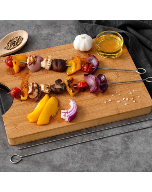 Set de 4 brochetas plateadas para barbacoa H.36cm