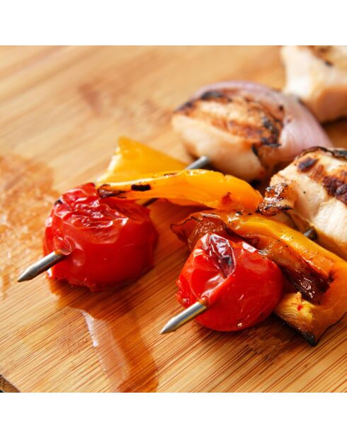 Set de 4 brochetas plateadas para barbacoa H.36cm