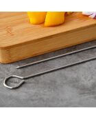 Set de 4 brochetas plateadas para barbacoa H.36cm