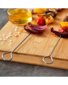 Set de 4 brochetas plateadas para barbacoa H.36cm