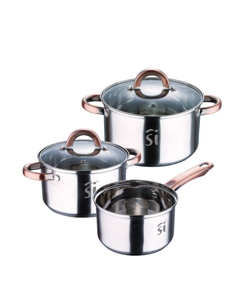 Pentole Onil da 5 pezzi, adatte all'induzione cromata