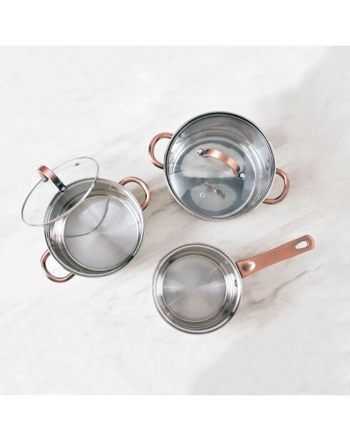 Pentole Onil da 5 pezzi, adatte all'induzione cromata