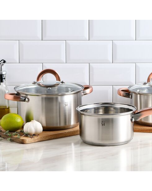 Pentole Onil da 5 pezzi, adatte all'induzione cromata