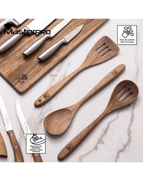 Lot de 3 Ustensiles de cuisine Smart MasterPro bois - D. 33/32/32 cm