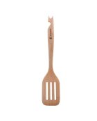 Lot de 3 Ustensiles de cuisine : spatule rainurée + louche + cuillère rainurée marrons/blancs