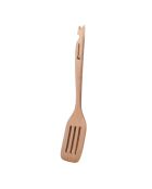 Lot de 3 Ustensiles de cuisine : spatule rainurée + louche + cuillère rainurée marrons/blancs