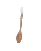 Lot de 3 Ustensiles de cuisine : spatule rainurée + louche + cuillère rainurée marrons/blancs