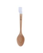 Lot de 3 Ustensiles de cuisine : spatule rainurée + louche + cuillère rainurée marrons/blancs