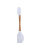 Lot de 3 Ustensiles de cuisine : spatule rainurée + louche + cuillère rainurée marrons/blancs