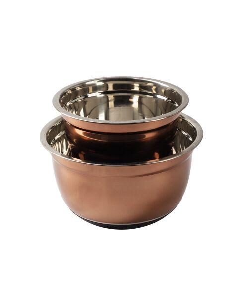2 verkupferte Rührschüsseln mit rutschfestem Boden