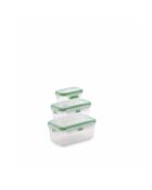 Set mit 3 transparenten und grünen luftdichten Stücken