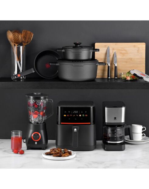 Set de freidoras Excellence Air de 2200 W, color negro y rojo, 6,5 L