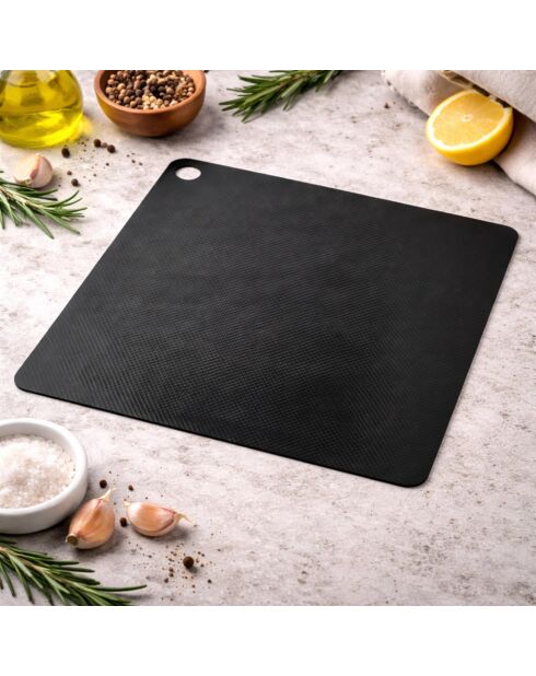 Zwarte vierkante bakmatbeschermer voor inductiekookplaat - D. 25x25x0,4 cm