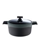 Set van 2 pannen + 1 steelpan met grijze, zwarte deksels