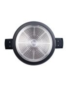 Set van 2 pannen + 1 steelpan met grijze, zwarte deksels