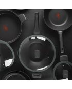 Set van 2 pannen + 1 steelpan met grijze, zwarte deksels