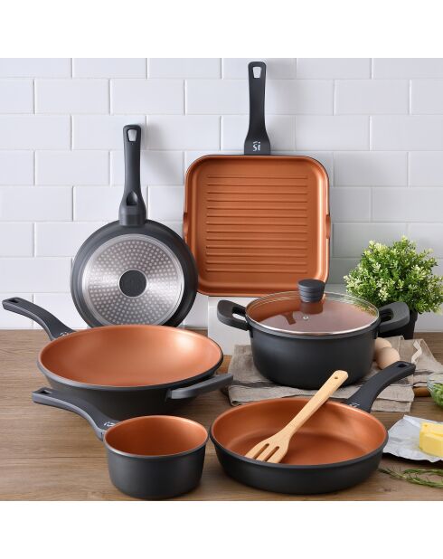 Stoofpot met deksel geschikt voor koperen inductie - D. 24 x 11,5 cm