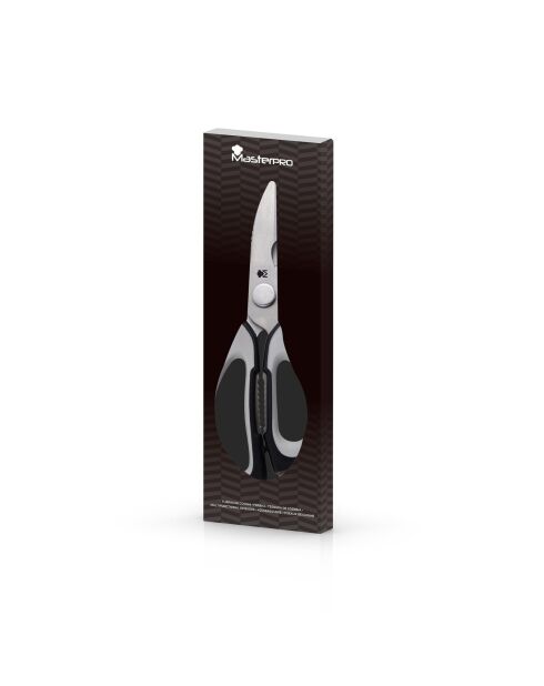 Ciseaux de cuisine elegance MasterPro noirs/ blancs - D. 23x7,6cm.