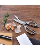 Ciseaux de cuisine elegance MasterPro noirs/ blancs - D. 23x7,6cm.