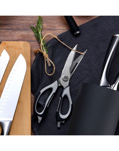 Ciseaux de cuisine elegance MasterPro noirs/ blancs - D. 23x7,6cm.