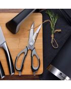Ciseaux de cuisine elegance MasterPro noirs/ blancs - D. 23x7,6cm.