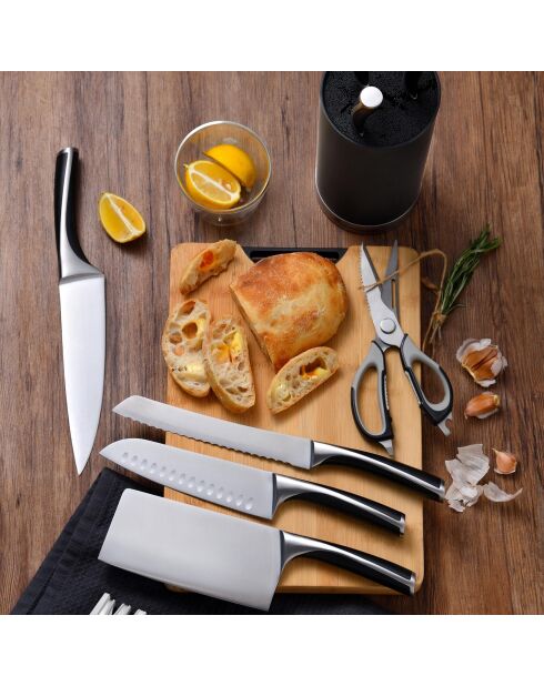 Ciseaux de cuisine elegance MasterPro noirs/ blancs - D. 23x7,6cm.