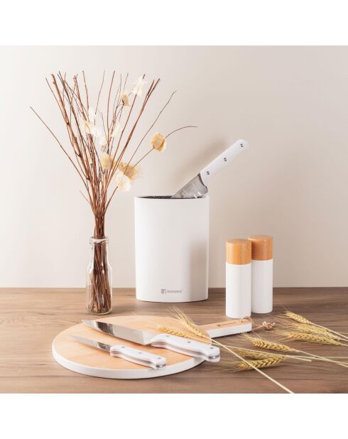 Planche à découper ronde Naturally blanche - D. 38x28x1,5cm.