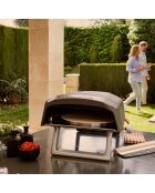 Horno giratorio para pizza a gas negro - D. 32,5×32,5 cm