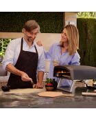 Horno giratorio para pizza a gas negro - D. 32,5×32,5 cm