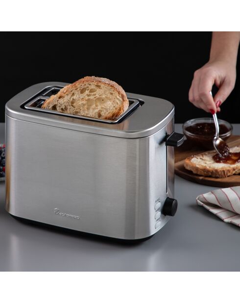 Juego de tostadoras MasterPro para amantes de la comida de 2 rebanadas, color plateado y negro