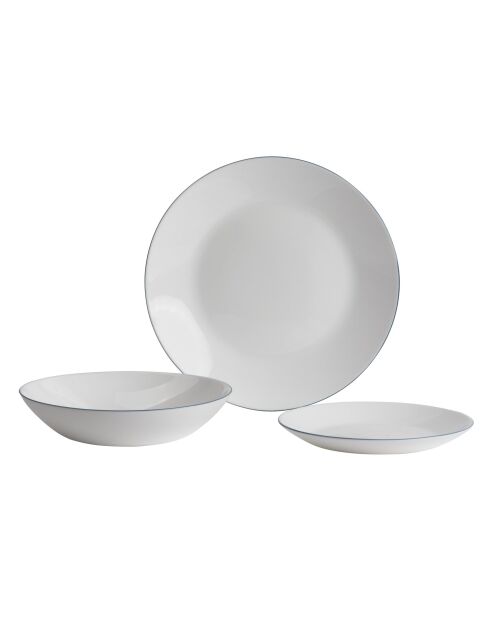Tafelservice mit weißem Rand - 24 Stück