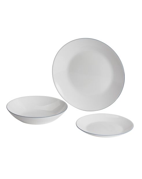 Tafelservice mit weißem Rand - 24 Stück