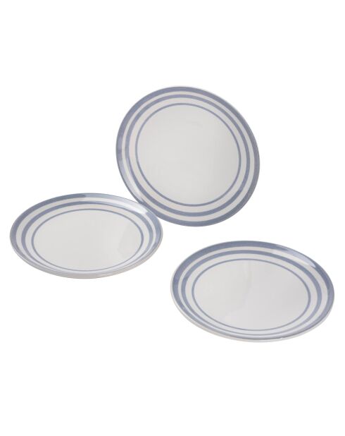 Noia San Ignacio Dessertteller, Weiß/Blau, D. 19 cm, 3 Stück