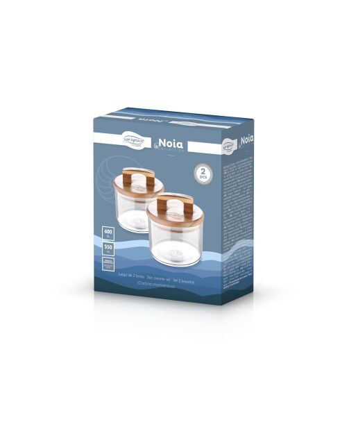 Set van 2 transparante Noia San Ignacio-potten met deksel
