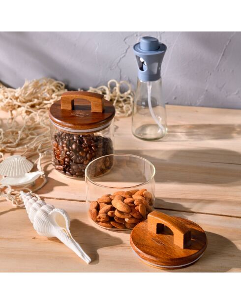 Set van 2 transparante Noia San Ignacio-potten met deksel