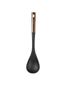 Lot de 3 Ustensiles de cuisine : spatule à fentes, cuillère et louche noirs et cuivre