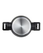 Niedriger Kochtopf mit schwarzem Deckel, Durchmesser 20 cm