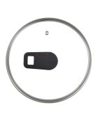 Niedriger Kochtopf mit schwarzem Deckel, Durchmesser 20 cm