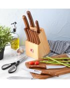 Lot de 11 Couteaux + ciseaux + bloc marron