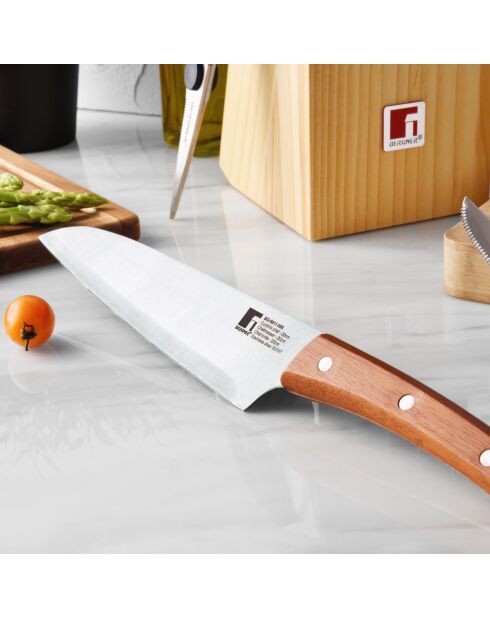 Lot de 11 Couteaux + ciseaux + bloc marron