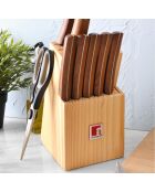 Lot de 11 Couteaux + ciseaux + bloc marron