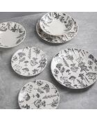 Weiß/grauer Dessertteller - D. 19 cm