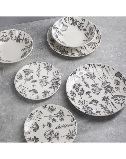 Weiß/grauer Dessertteller - D. 19 cm