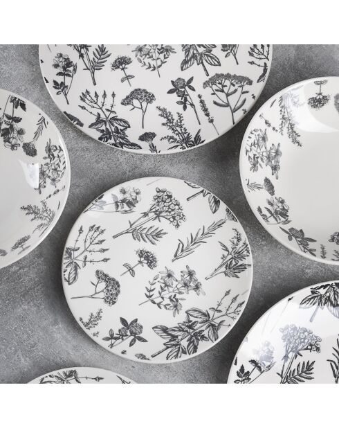 Weiß/grauer Dessertteller - D. 19 cm